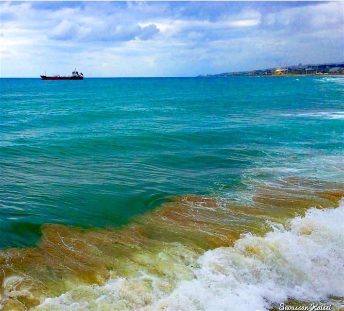  sea  colors  clouds  boat  blue  waves  saida ...