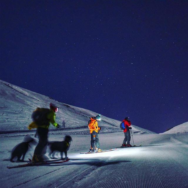 Ski touring under the 🌝 (Mzaar Kfardebian)