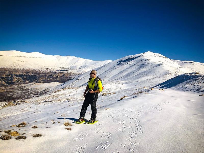 Snowshoeing on the highest peak in Tannourine 🇱🇧 & on the  far left lay... (Lebanon)