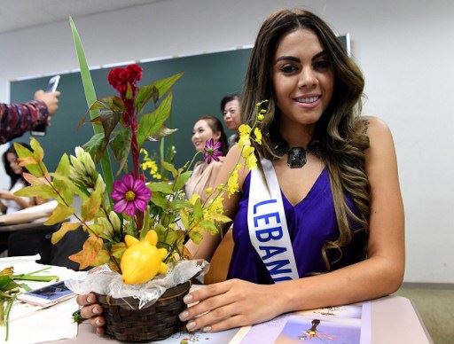 Stephanie Karam showing her Japanese traditional flower