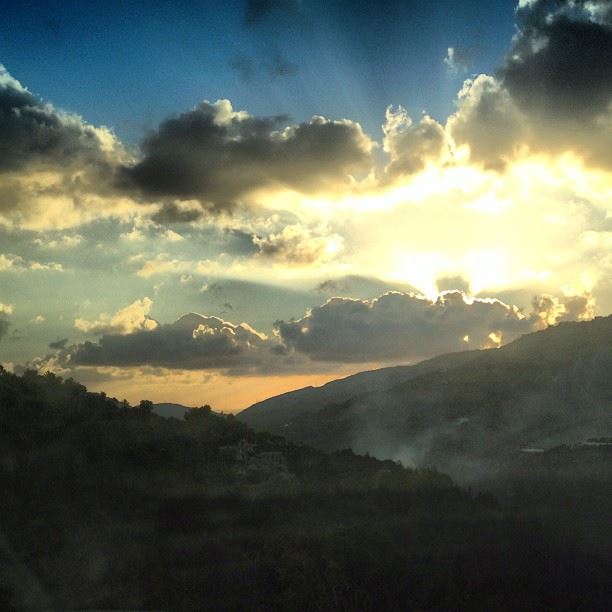  sun clouds sunset sky mountains yellow orange lebanon...