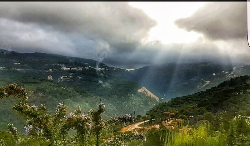 Sun rays through the storm  sun  sunrays  nature  naturephotography ... (Brummana)