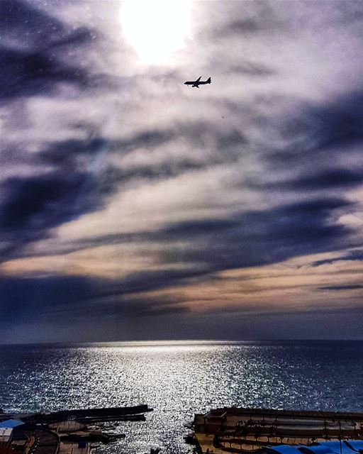 Sun, sea and air  sea  plane  spring  nature  color  livelovelebanon ... (Corniche Manara Beyrouth)