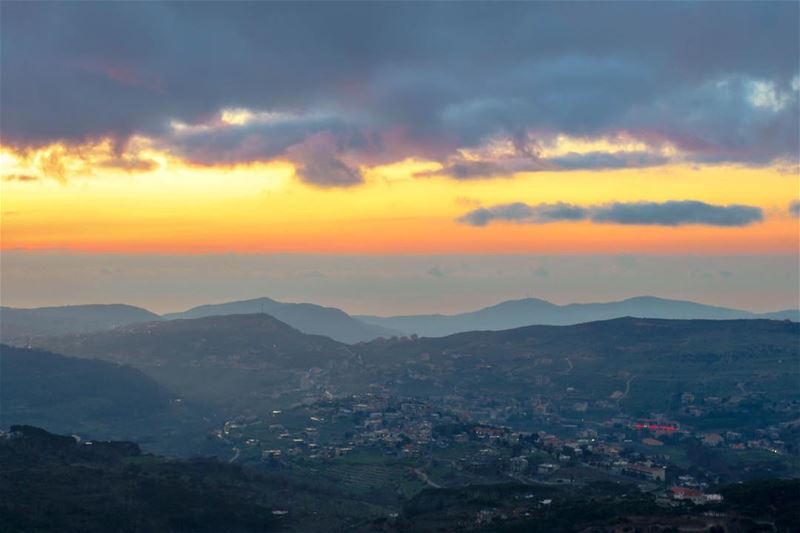 sunset mountains landscape nature twilight lebanon_hdr instagood... (Al Shouf Cedar Nature Reserve)