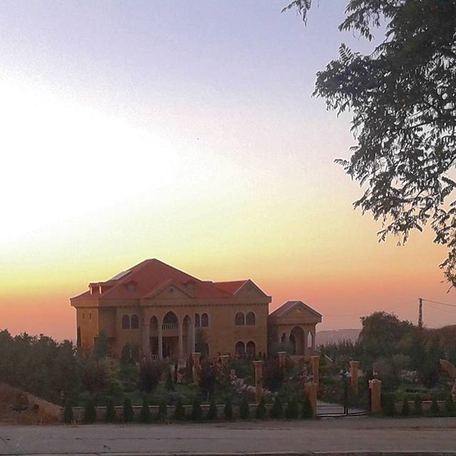 sunset orangesky lebanonhouses (Hammana)