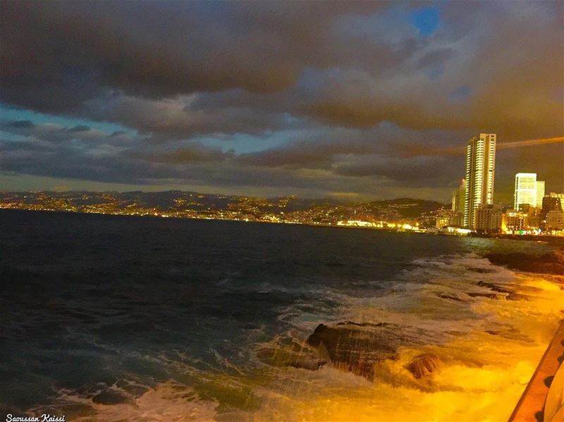  sunset  sea  waves  sky  clouds beirut ...