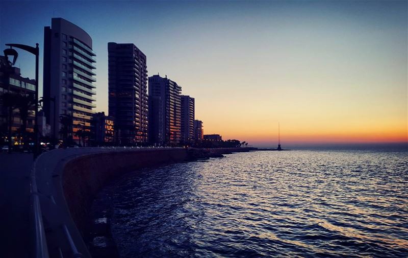  sunset sun sunsetstrokes awesomeshots skyscraper sea seaview reflection... (Beirut, Lebanon)