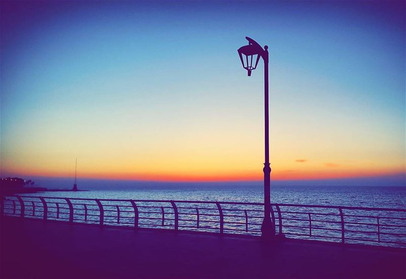  sunset sunsets sunsetstrokes sea seaview street lamp streetlamp views... (Beirut, Lebanon)