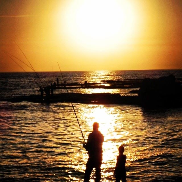  sunset  time  sea  sky  fishermen  Byblos  Lebanon ...