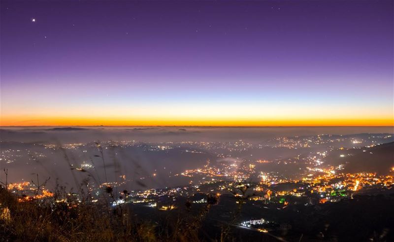 Sunset twilight beirut citylights mountains nature landscape... (Falougha, Mont-Liban, Lebanon)