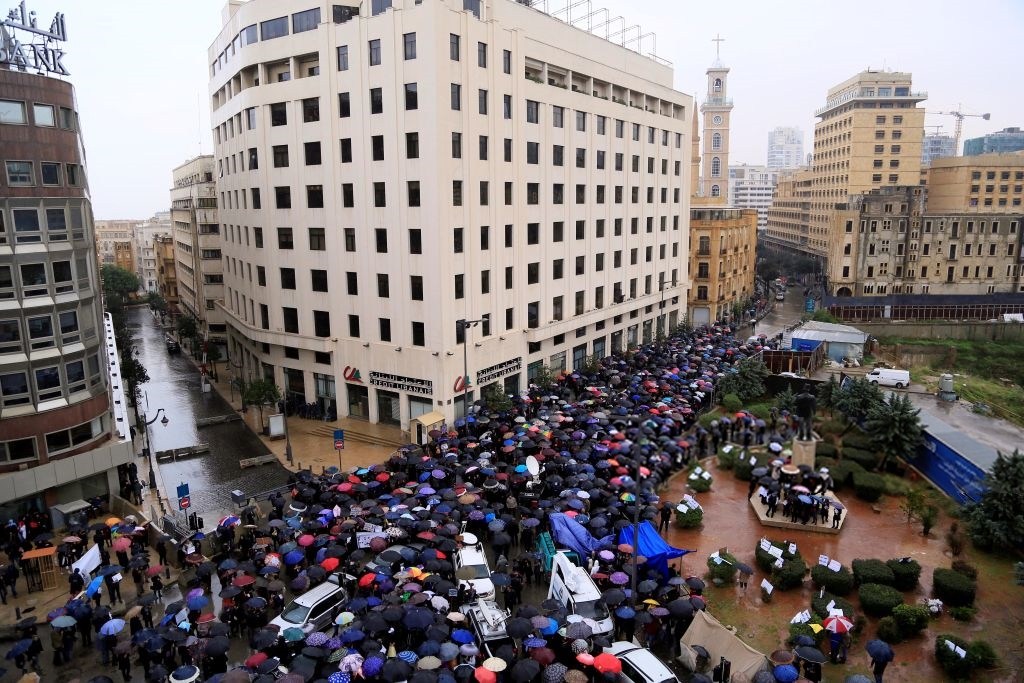 Teachers stage a demonstration demanding a wage increase at Riad Al Solh Square in Beirut, Lebanon. (Ratib Al Safadi / Anadolu Agency ) via pow.photos 