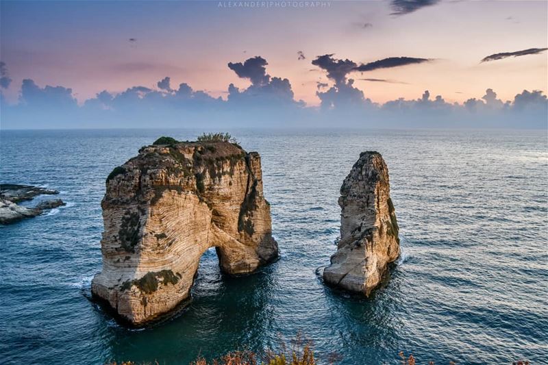 The blue Hour | Rawche, Lebanon before the storm.  sea  lebanon  nature ... (Rawcheh)