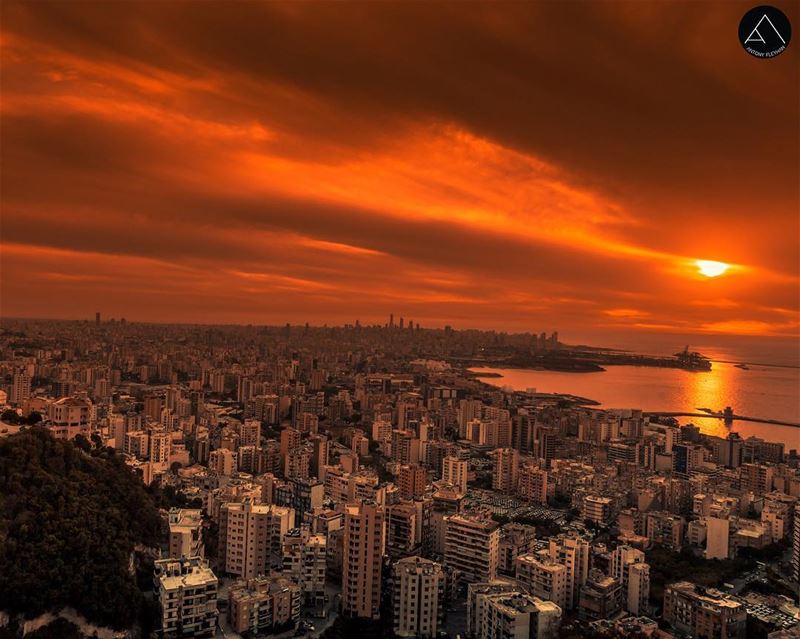 The City Sunset 🌇 beirut  sunset  red  orange  sky  droneoftheday  drone... (Beirut, Lebanon)