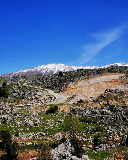 The Edge of the World. Two cars, a road that looks like it was last used... (`Ain `Ata, Béqaa, Lebanon)