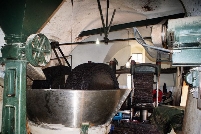 the inside of an old olive oil press 🍈 (El-Mukhtarah, Mont-Liban, Lebanon)