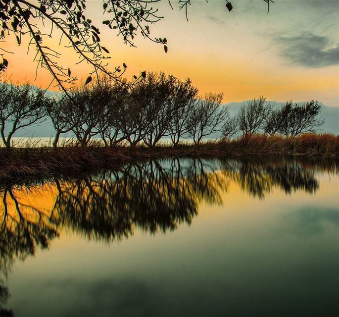 The lake of Ras El Ein, located at the south of Tyre city, the sunset view... (Tyre, Lebanon)