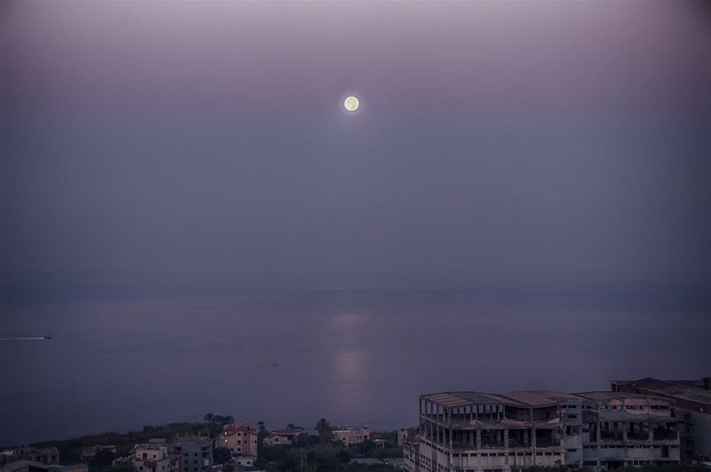 The Moon Shining on the Mediterranean this Morning