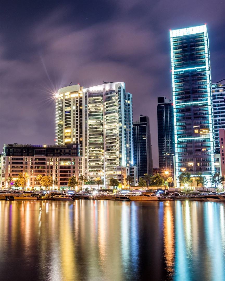 ."The shining diamonds of Beirut" Zaituna bay. A 180" Long exposure made... (Beirut, Lebanon)