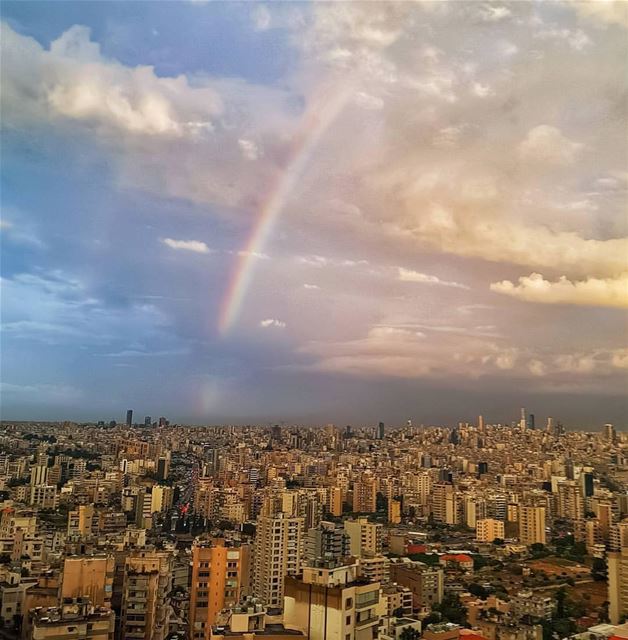 This morning as Beirut is having its first showers and rainbow for the... (Beirut, Lebanon)