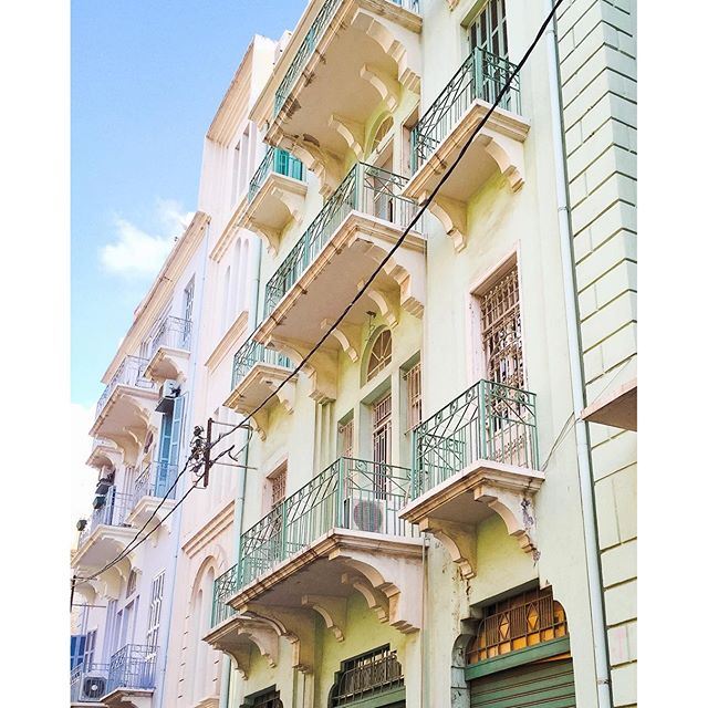 Those pastel buildings are simply beautiful 💚💙💜. Good morning Beirut 🌞☕️🇱🇧! mybeirut (Gemmayzeh, Beirut)