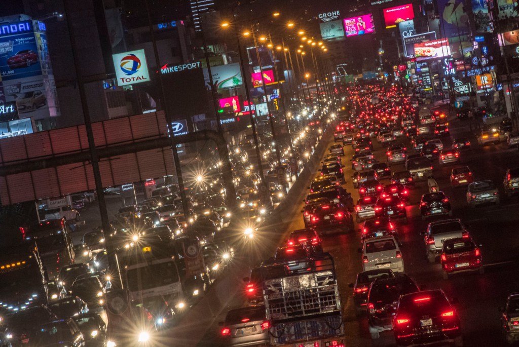 Traffic jam along the Highways of Beirut October 2016