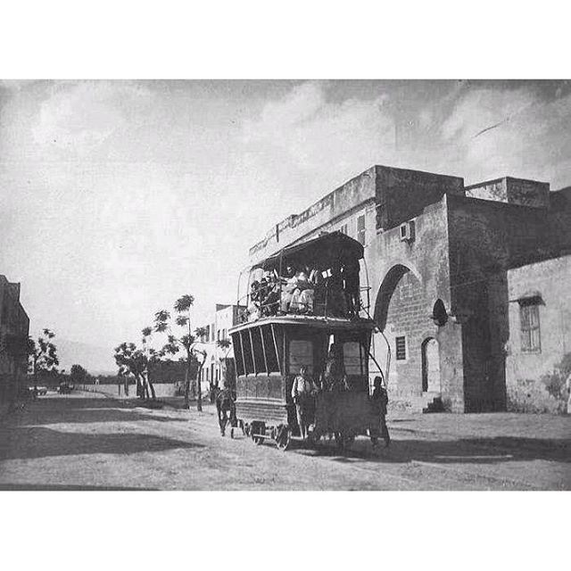 TramwayTripoli Wagon pulled by Horses - Tripoli 1921 .