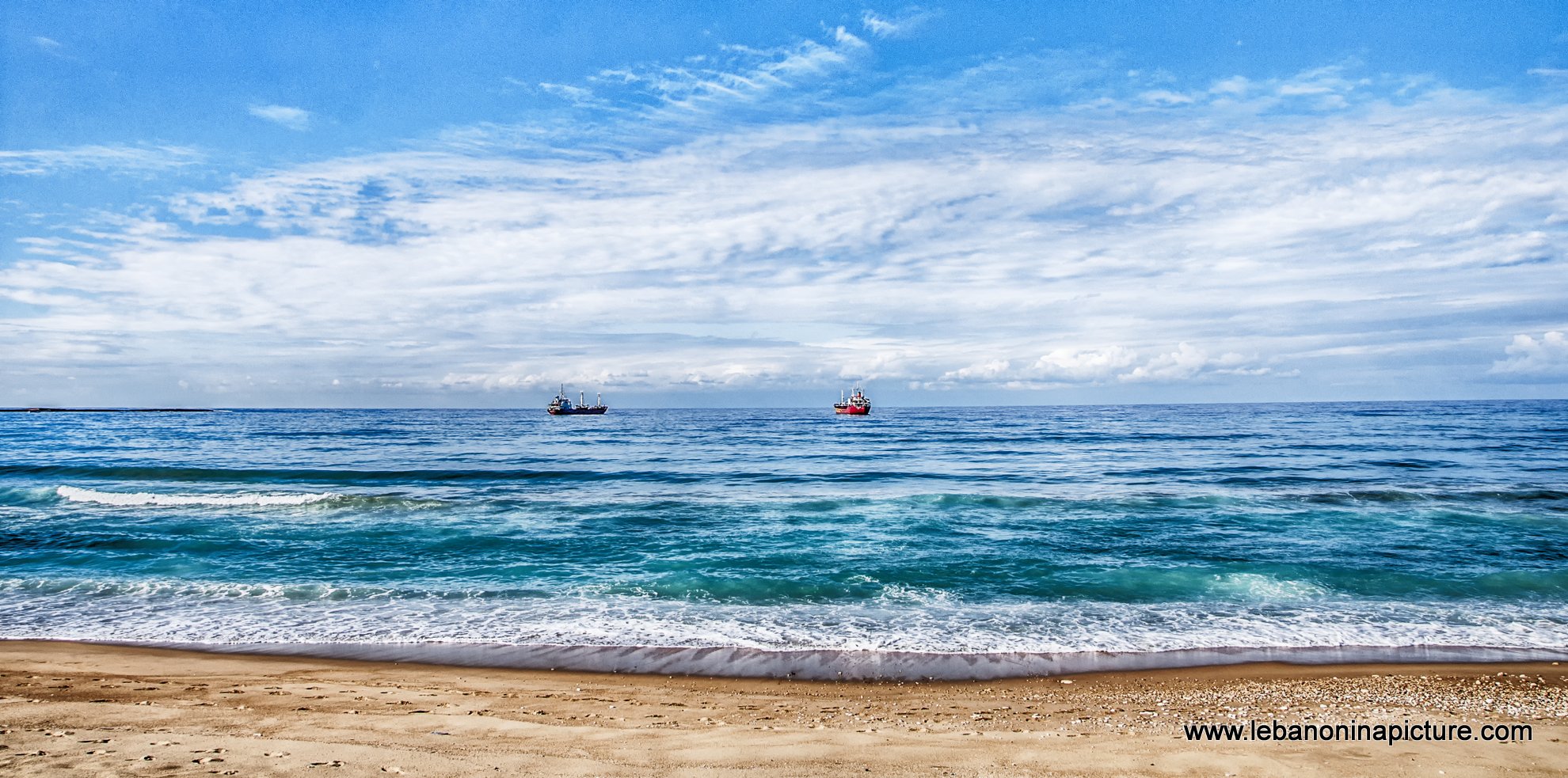 Two Ships Waiting on the Horizon (Saida, Lebanon)