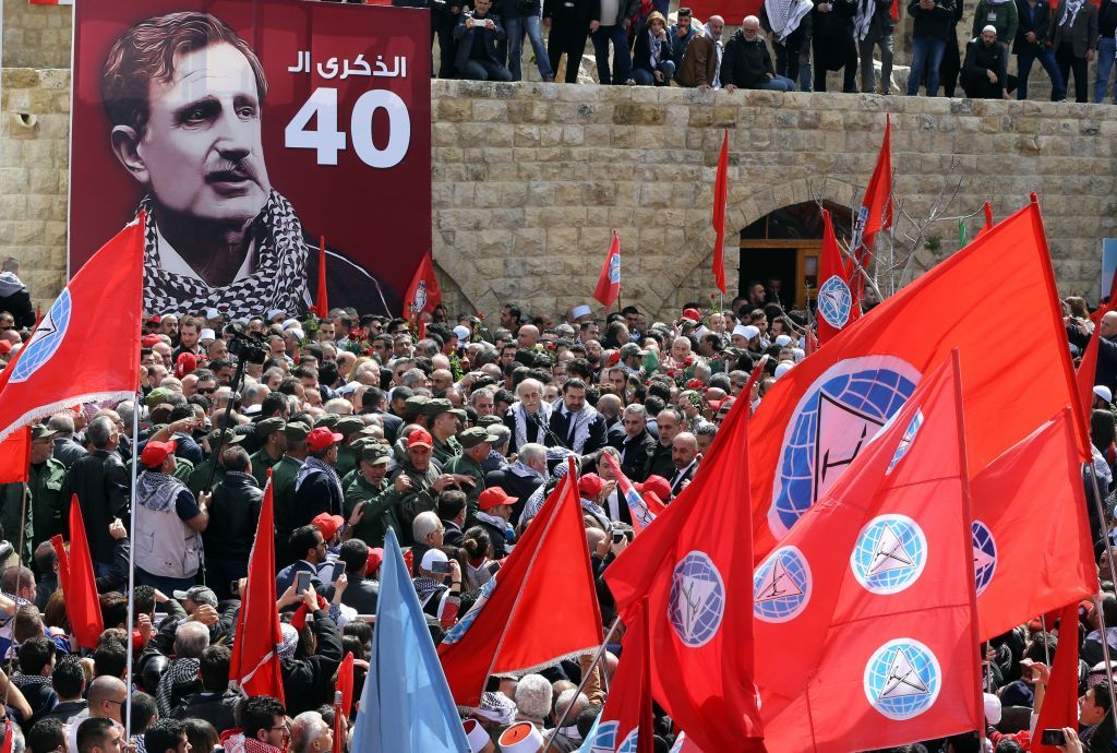 Walid Jumblatt commemorating the 40th anniversary of assassination of his father Kamal Jumblatt, in al-Moukhtara. (WAEL HAMZEH / EPA)  via pow.photos