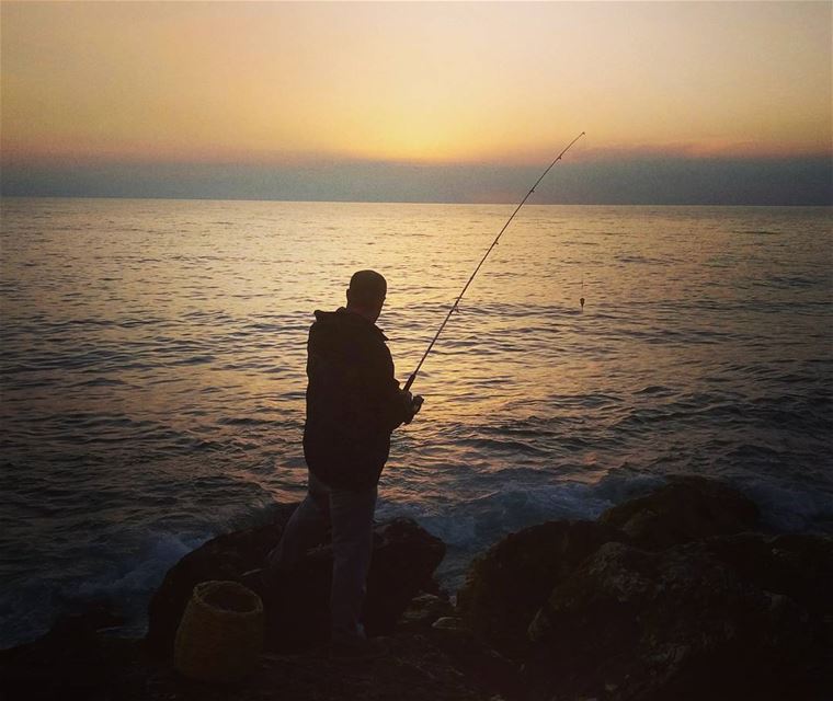 When at Biblos .... sea  sunset  fishing  fisherman  stranger  peace ...