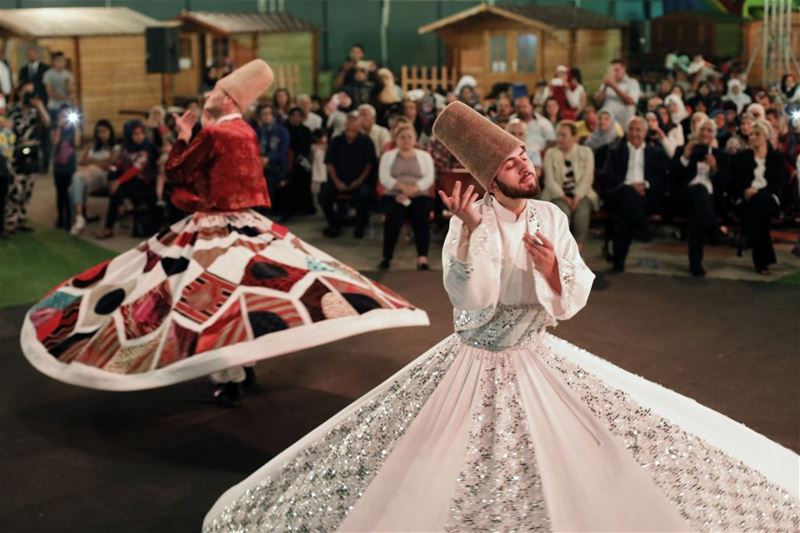 Whirling dervishes perform during Ramadan, in Beirut, Lebanon. (Anwar Amro / AFP)